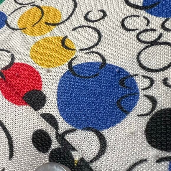 VINTAGE 90s Geometric Bowling Shirt Womens Large Peter Pan Collar Kidcore - Picture 7 of 8